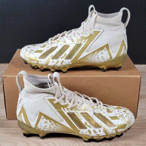 adidas White and Gold High-Top Athletic Shoes
